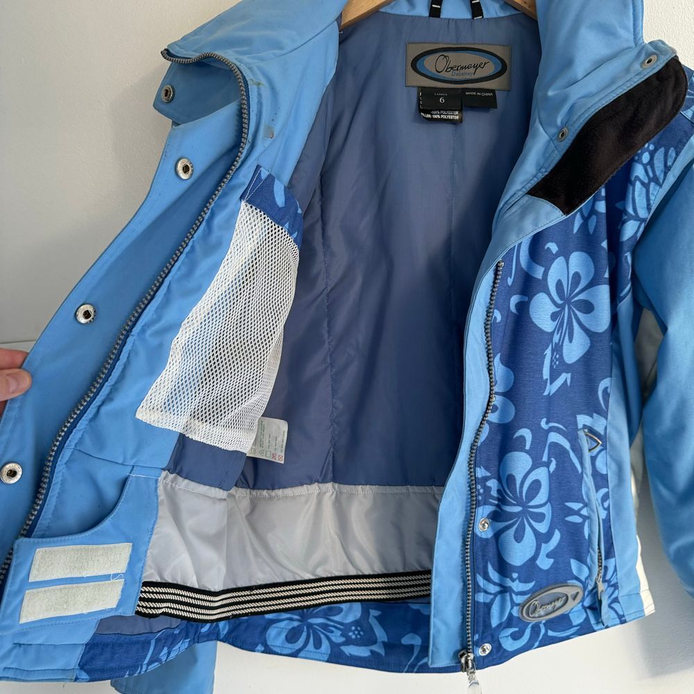 Vintage Obermeyer Ski Puffer Jacket Womens 6 Blue Floral 90s Snow Boarding‎ - Picture 12 of 16
